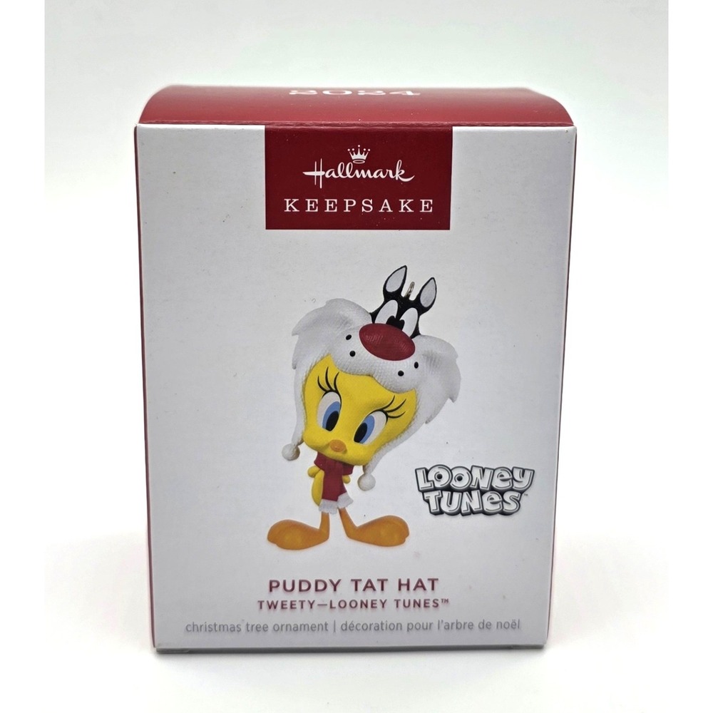 2024 Hallmark Looney Tunes Puddy Tat Hat Tweety‎ Bird Christmas Ornament New